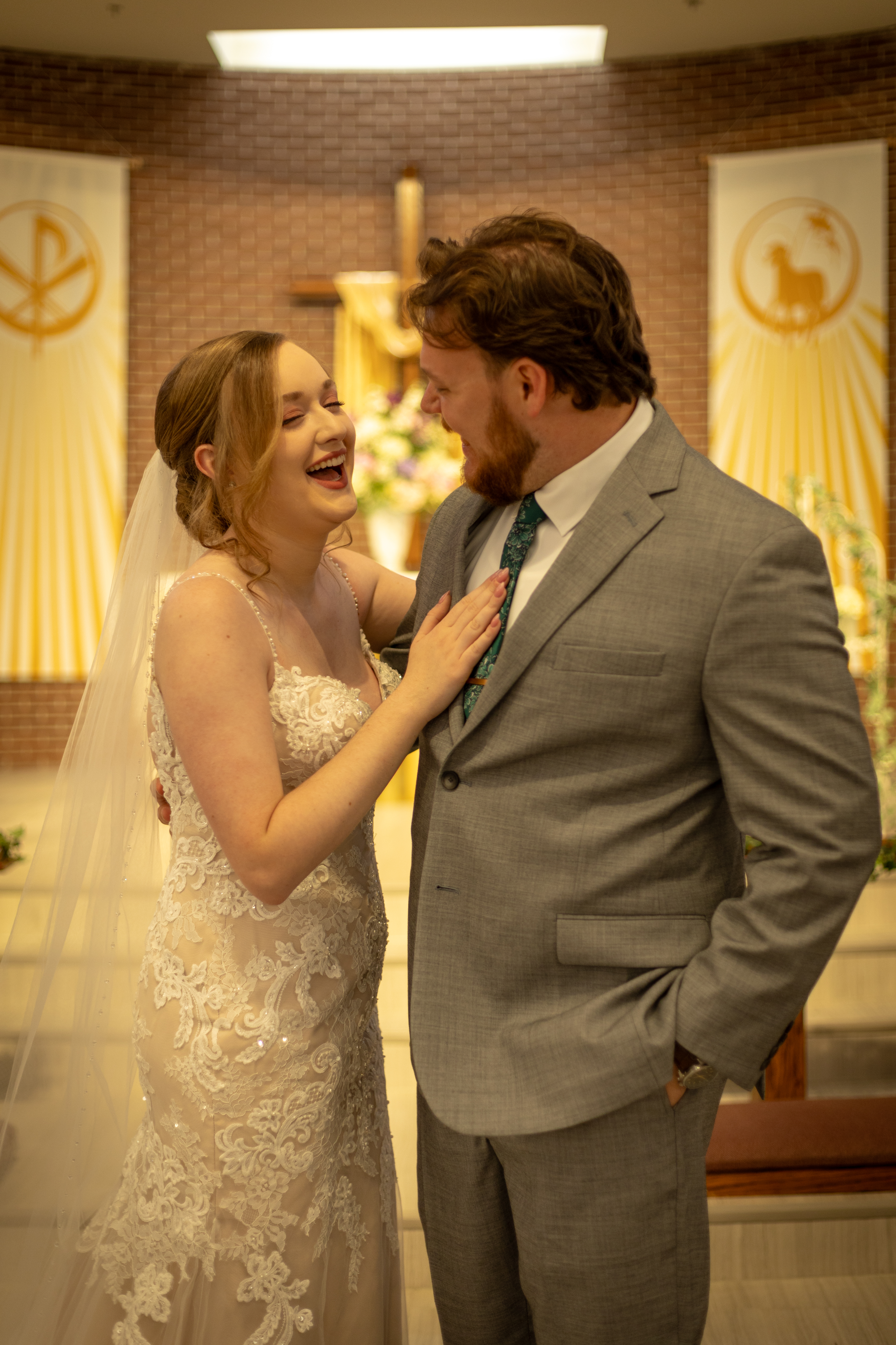 Bride and groom first look